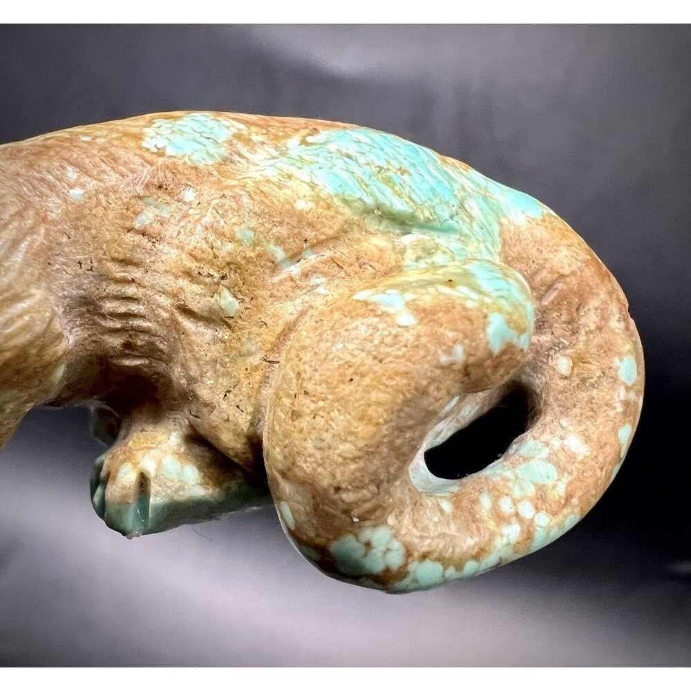 ZUNI FETISH Carved Turquoise Mountain Lion by Josh Mecale NATIVE AMERICAN - Picture 7 of 10